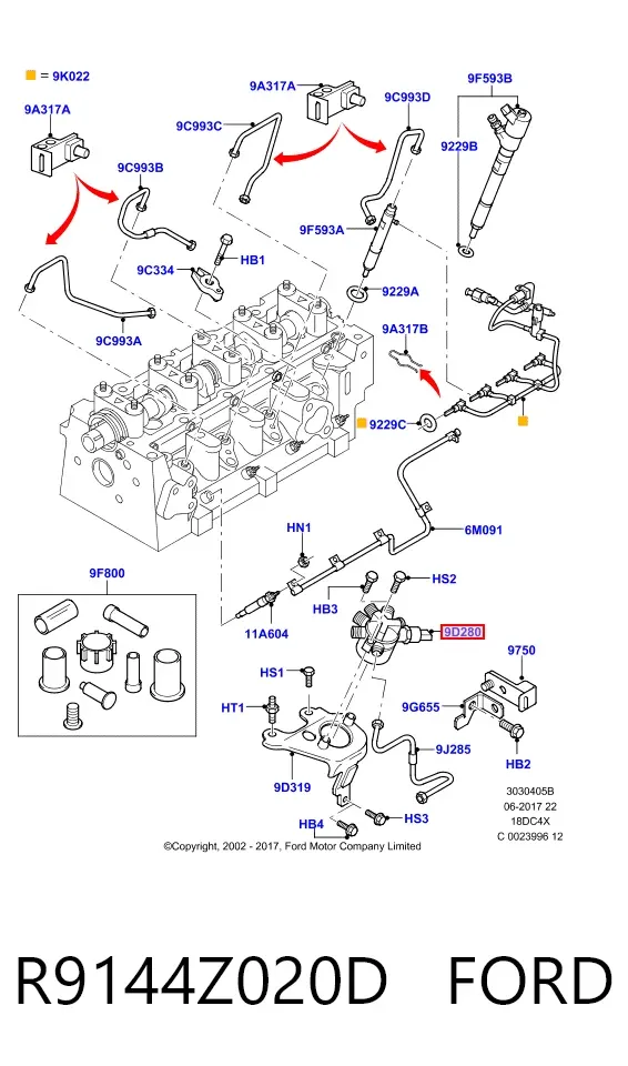 Rampa de combustible R9144Z020D Ford