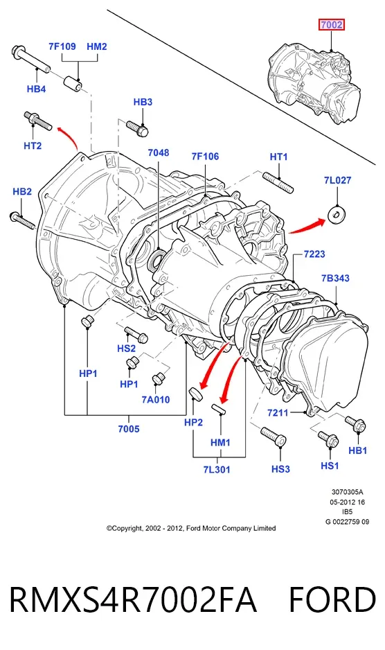 Caja de cambios RMXS4R7002FA Ford