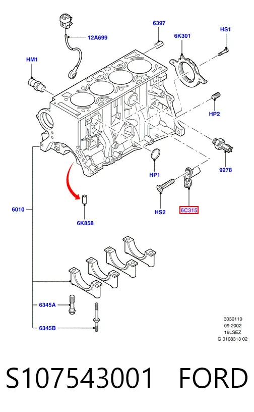Sensor de cigüeñal S107543001 Ford