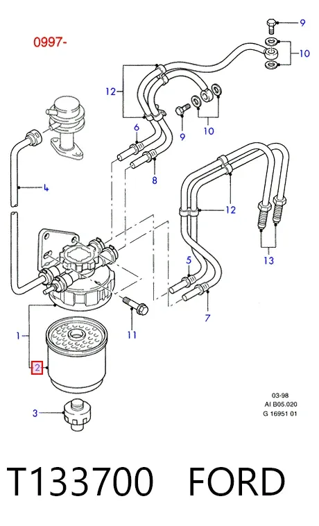 Filtro de combustible T133700 Ford
