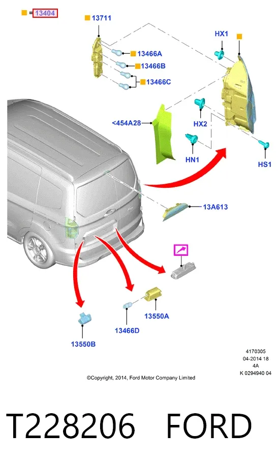 Piloto trasero izquierdo T228206 Ford