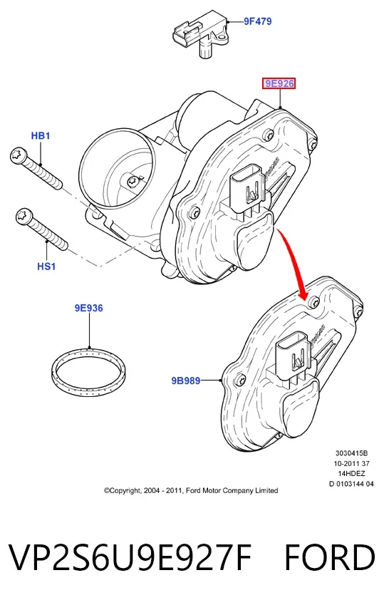 Cuerpo de mariposa VP2S6U9E927F Ford
