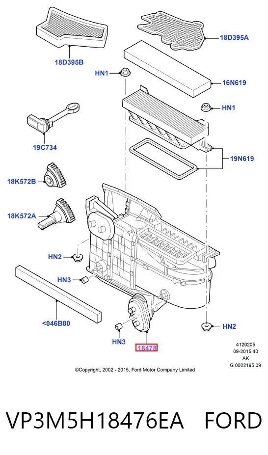 Radiador calefacción VP3M5H18476EA Ford