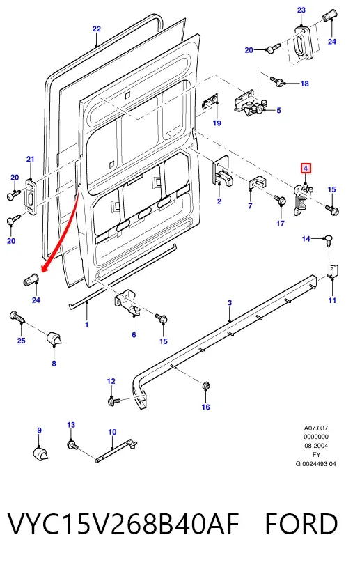 Rodillo central derecho de puerta corrediza VYC15V268B40AF Ford