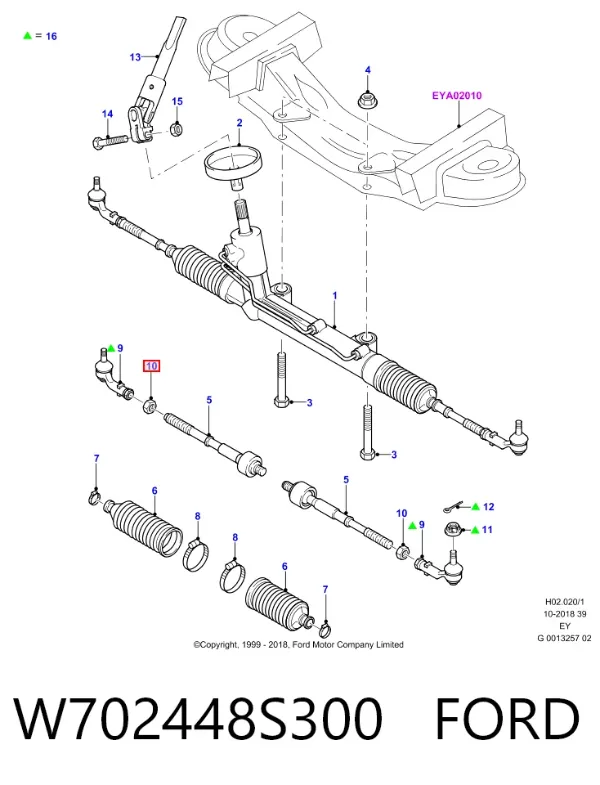 Tuerca del cubo de la rueda delantera W702448S300 Ford