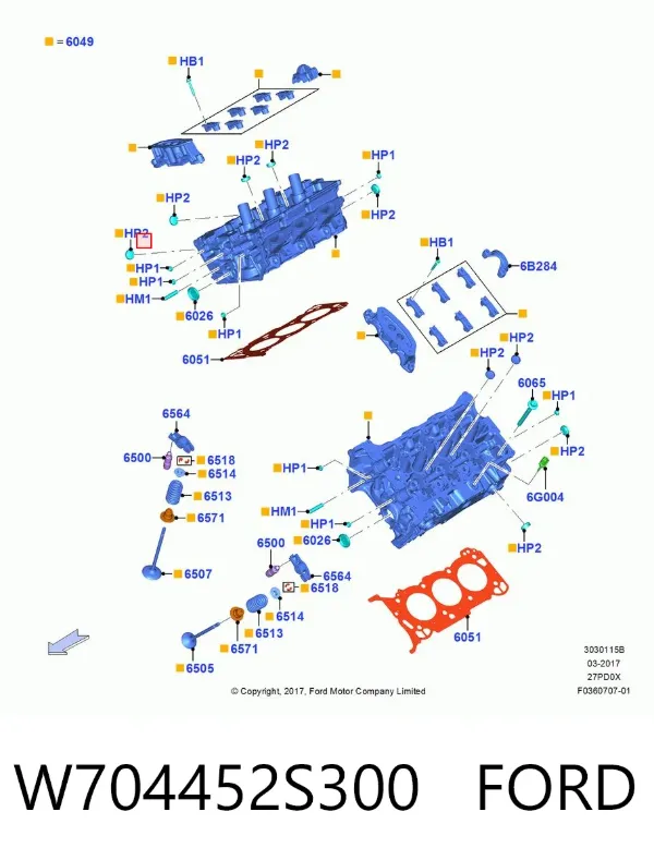 Tapa culata W704452S300 Ford