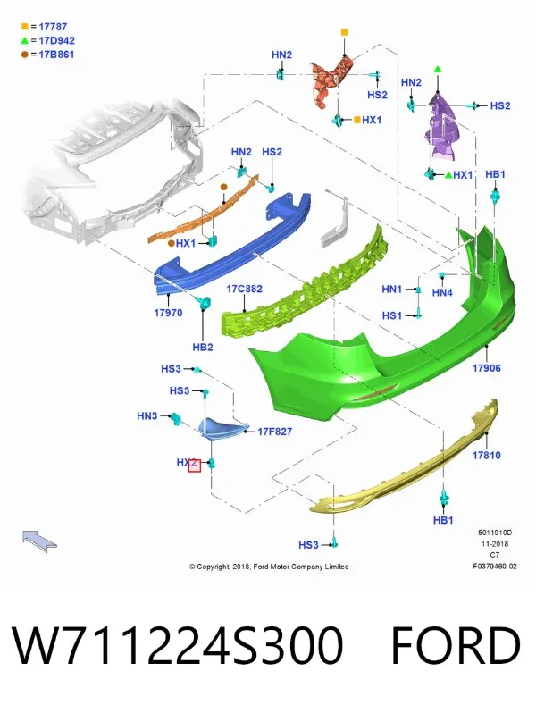 Kit de reparación de pinzas de freno trasero W711224S300 Ford