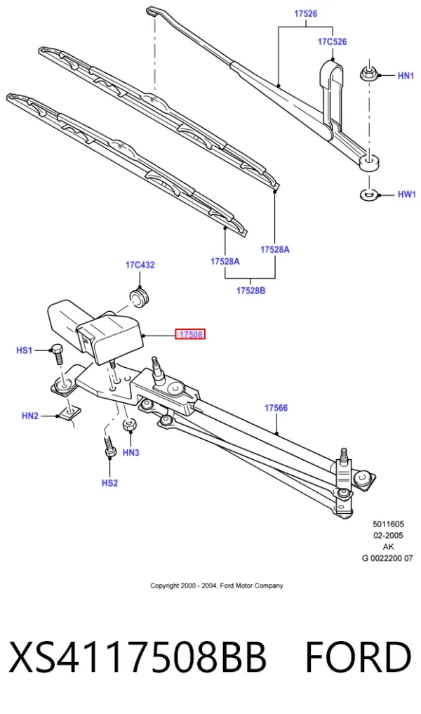 Motor limpiaparabrisas XS4117508BB Ford