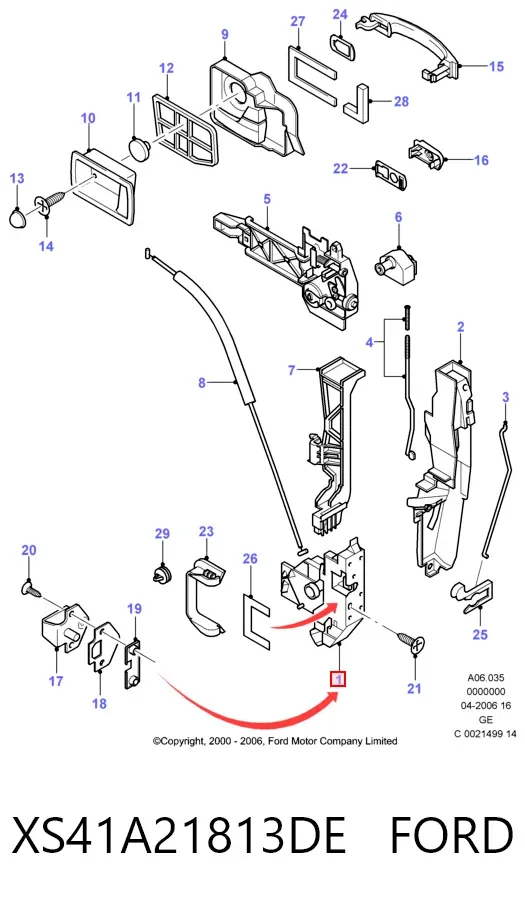 Cerradura XS41A21813DE Ford