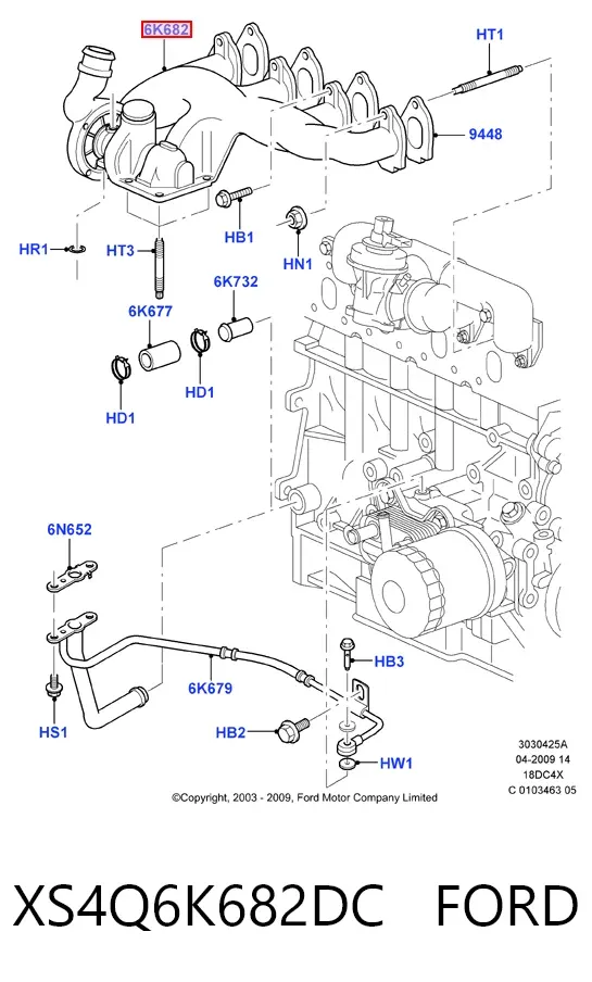 Turbocompresor XS4Q6K682DC Ford