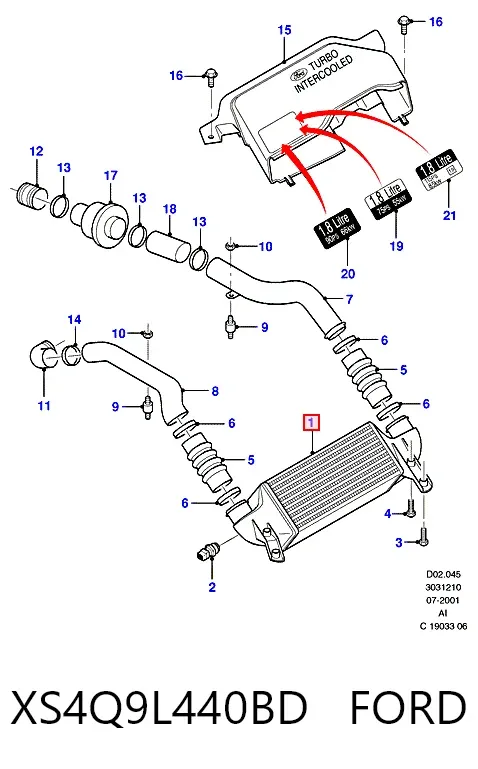 Intercooler XS4Q9L440BD Ford