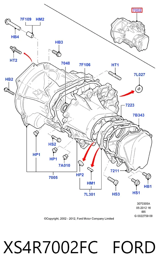 Caja de cambios XS4R7002FC Ford