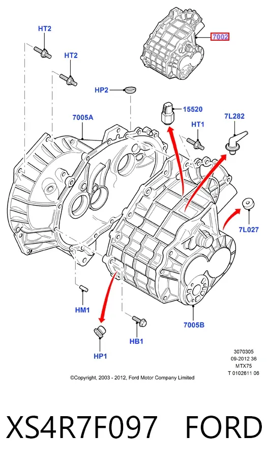 Caja de cambios XS4R7F097 Ford