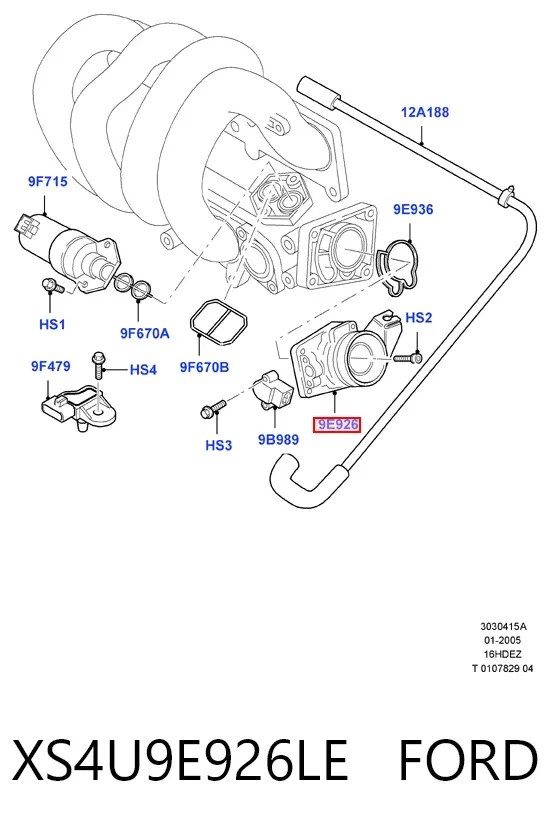 Cuerpo de mariposa XS4U9E926LE Ford