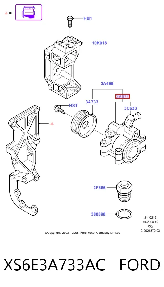 Bomba de dirección XS6E3A733AC Ford