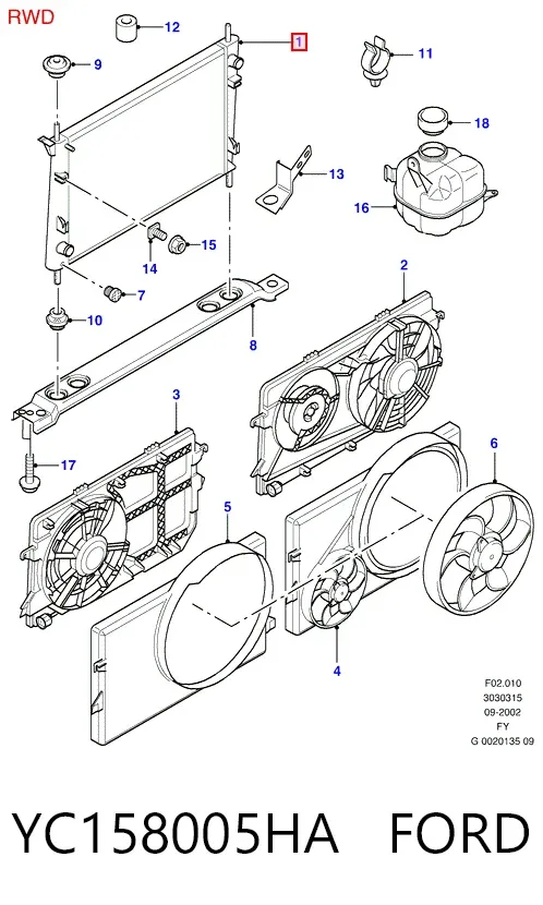 Radiador YC158005HA Ford