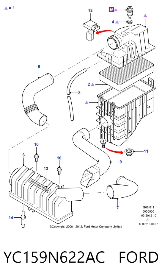 Caudalímetro YC159N622AC Ford