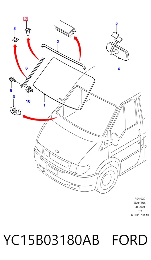 Clip de fijación de moldura de parabrisas YC15B03180AB Ford