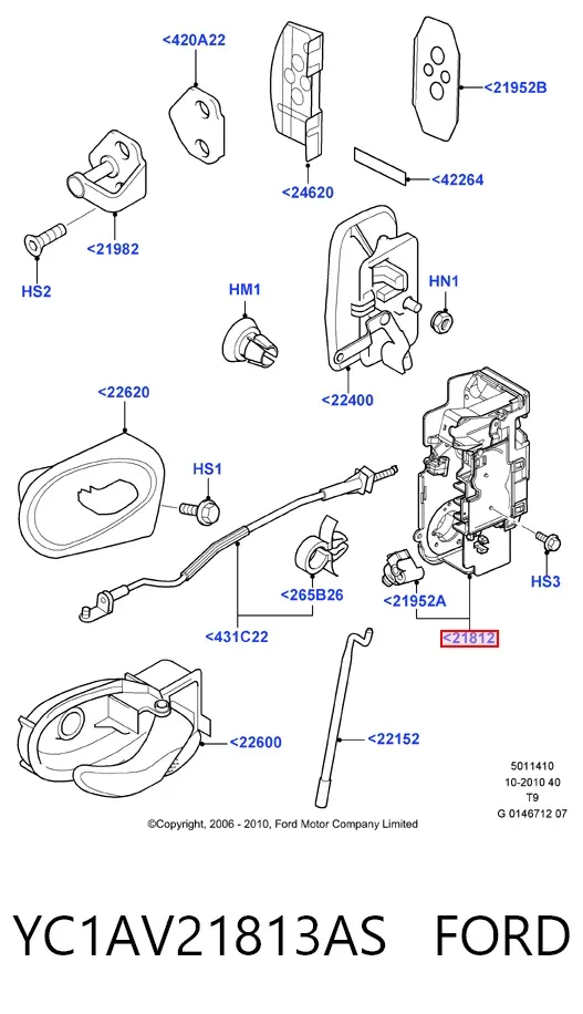 Cerradura YC1AV21813AS Ford