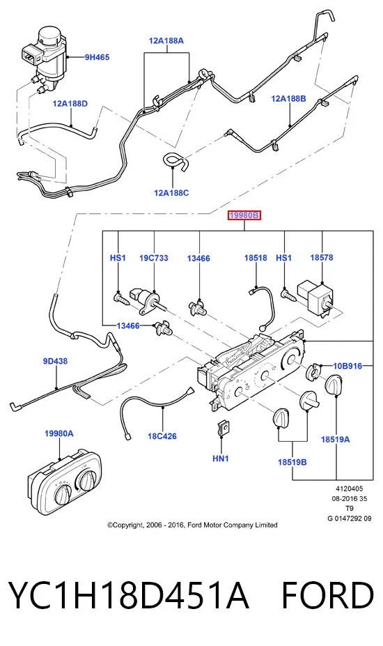 Unidad de control aire acondicionado YC1H18D451A Ford