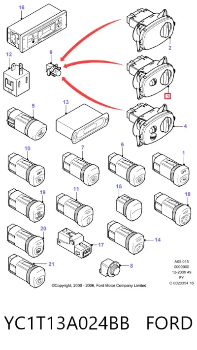 Interruptor de luces en el tablero FORD YC1T13A024BB
