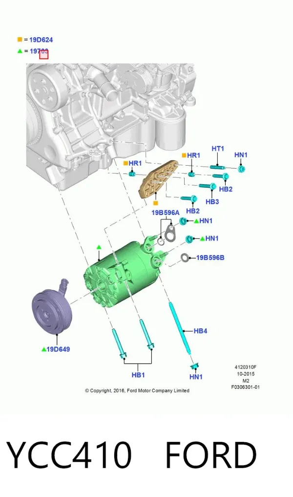 Compresor de aire acondicionado YCC410 Ford