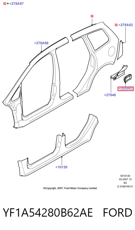 Rejilla de ventilación trasera del habitáculo YF1A54280B62AE Ford