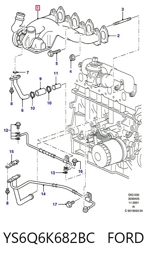 Turbocompresor YS6Q6K682BC Ford