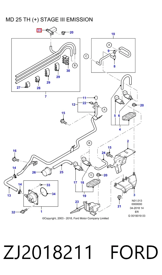 Sensor de presión de sobrealimentación ZJ2018211 Ford