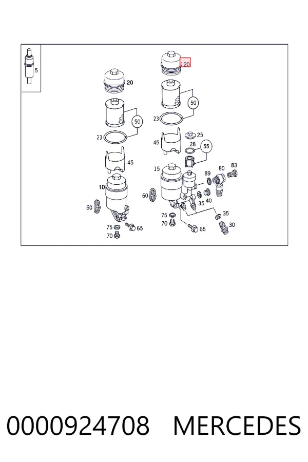 Tapa de la carcasa del filtro de combustible 0000924708 Mercedes