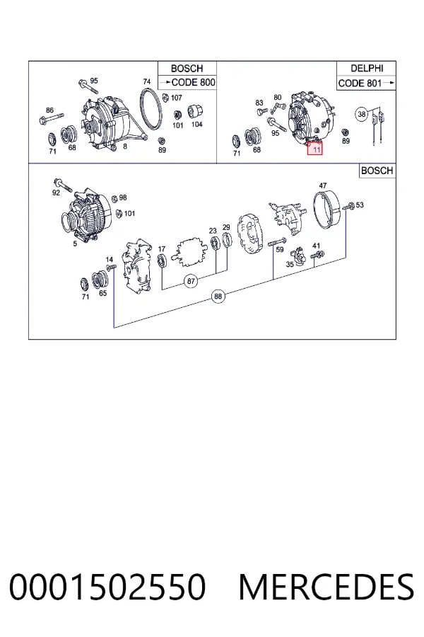 Alternador 0001502550 Mercedes