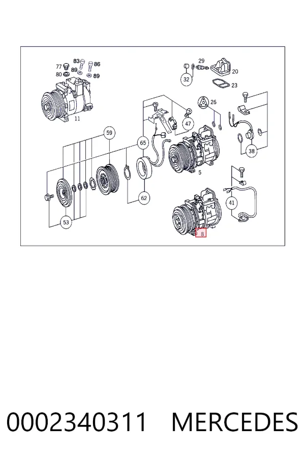 Compresor de aire acondicionado 0002340311 Mercedes