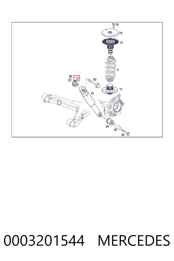 Silentblock amortiguador trasero 0003201544 Mercedes