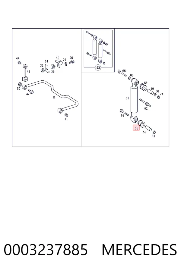 Silentblock amortiguador trasero 0003237885 Mercedes