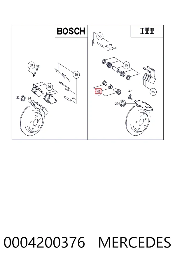 Kit de reparación de pinzas de freno trasero 0004200376 Mercedes