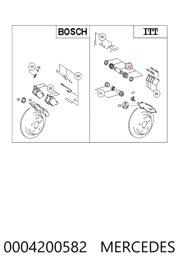 Kit de reparación de pinzas de freno trasero 0004200582 Mercedes
