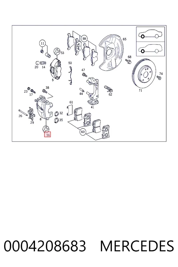 Kit de reparación de pinzas de freno 0004208683 Mercedes
