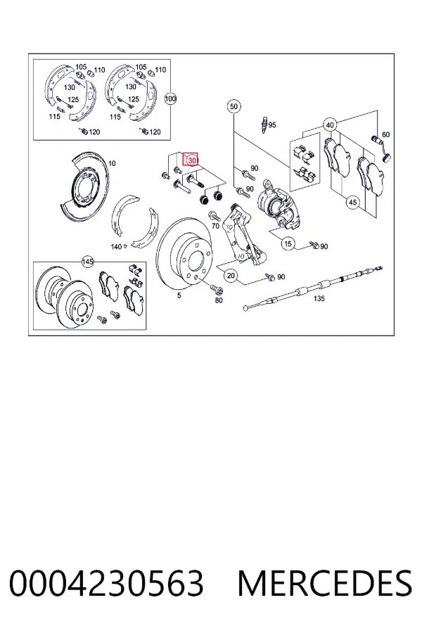 Kit de reparación de pinzas de freno trasero 0004230563 Mercedes