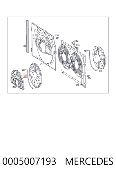 Ventilador eléctrico de aire acondicionado completo (motor y aspa) MERCEDES 0005007193