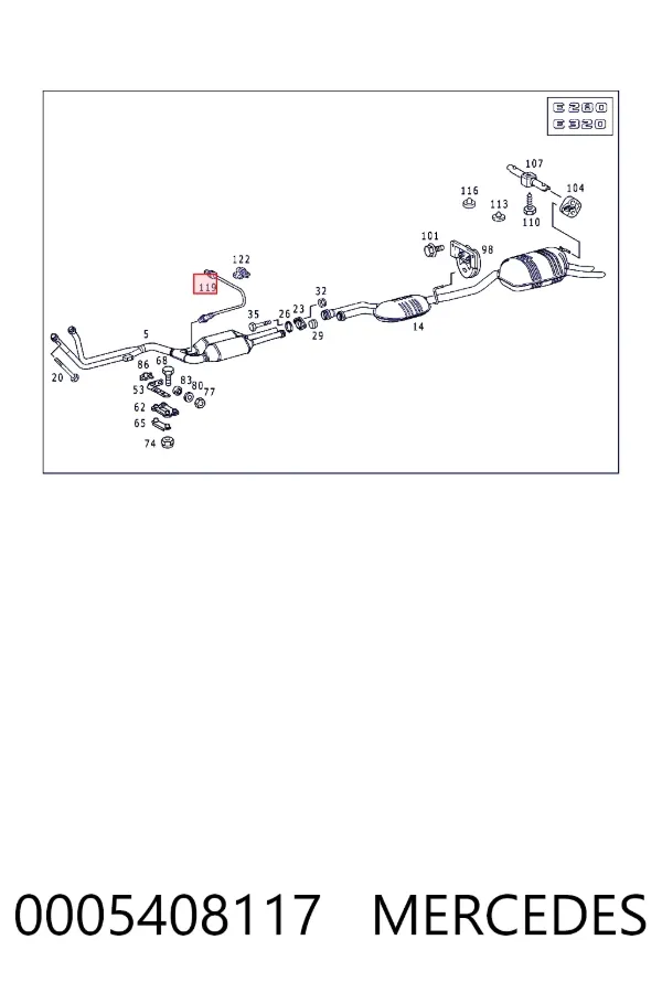 Sonda lambda de oxígeno posterior al catalizador 0005408117 Mercedes