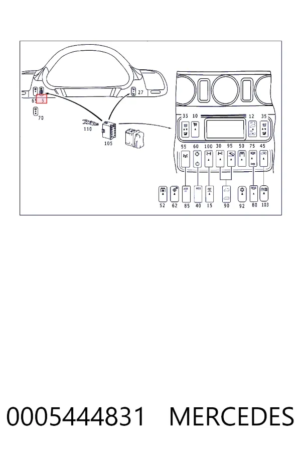 Botón del regulador de altura de faros 0005444831 Mercedes