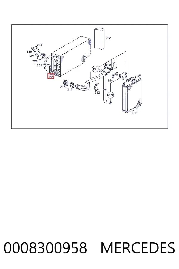 Evaporador de aire acondicionado 0008300958 Mercedes