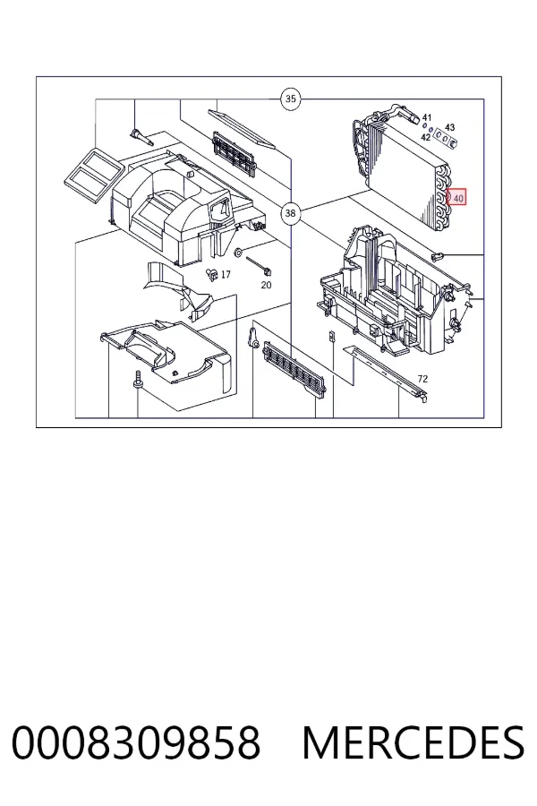 Evaporador de aire acondicionado 0008309858 Mercedes