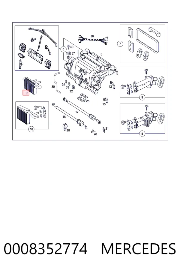 Evaporador de aire acondicionado 0008352774 Mercedes
