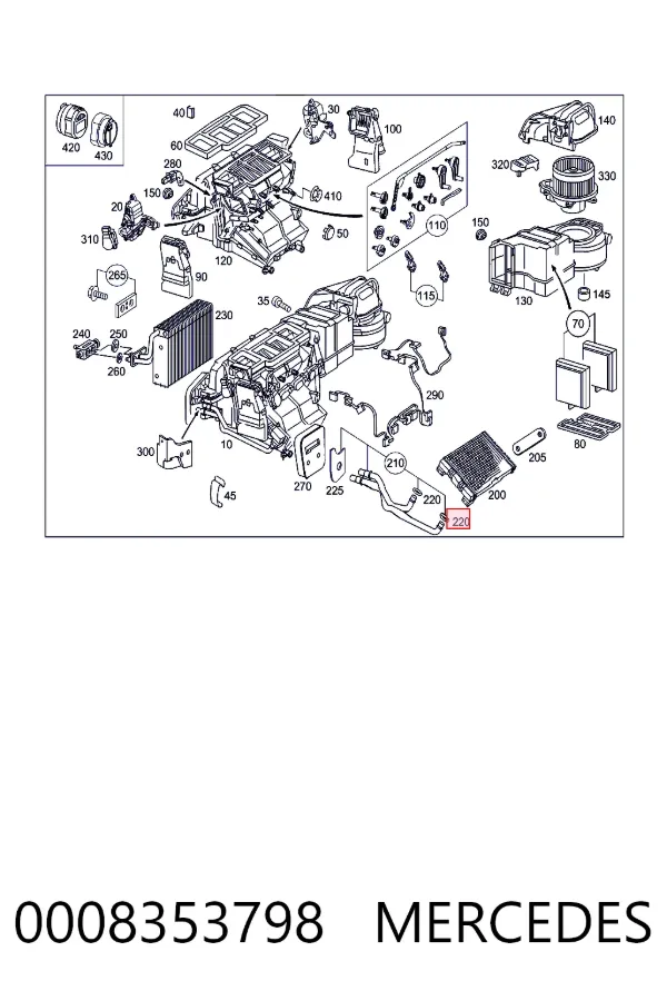 Juego de juntas de tuberías del radiador de calefacción 0008353798 Mercedes