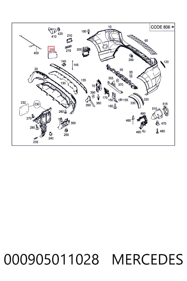 Sensor de distancia por radar 000905011028 Mercedes