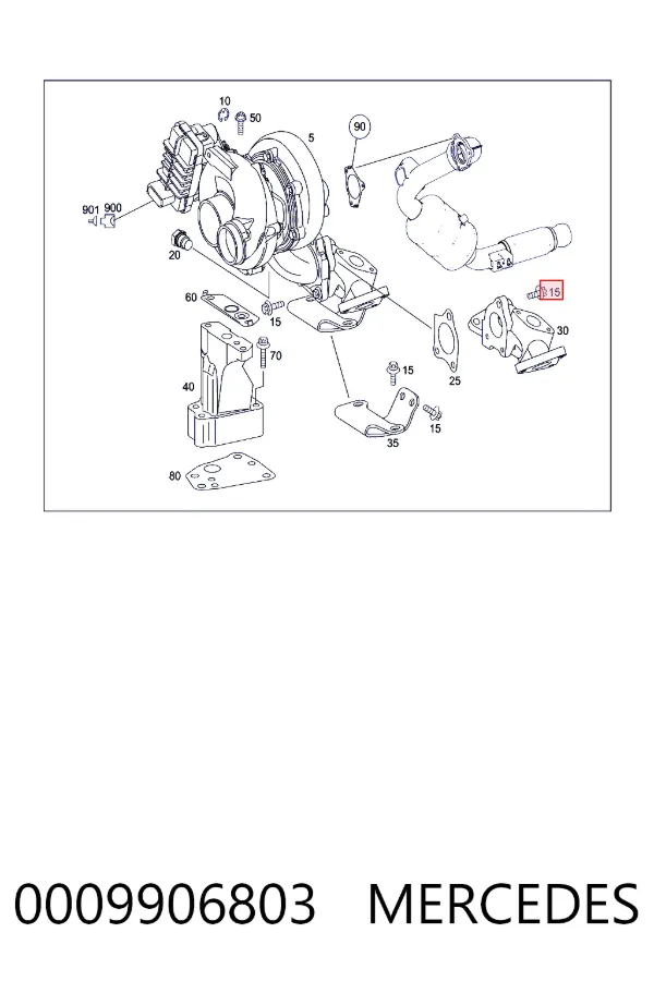 Perno (espárrago) de fijación de la turbina 0009906803 Mercedes