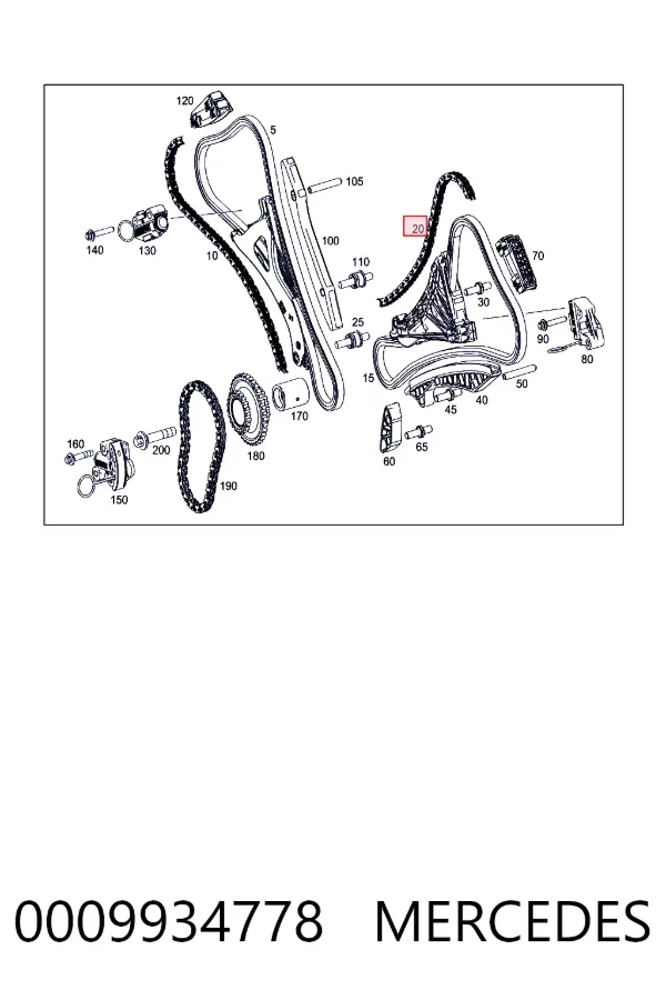 Cadena de distribución derecha 0009934778 Mercedes