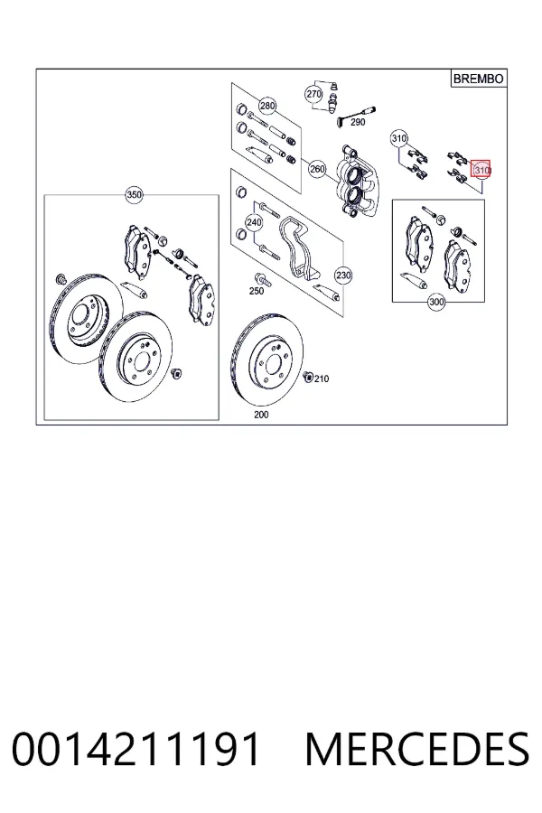 Resorte de retención de la pinza de freno 0014211191 Mercedes