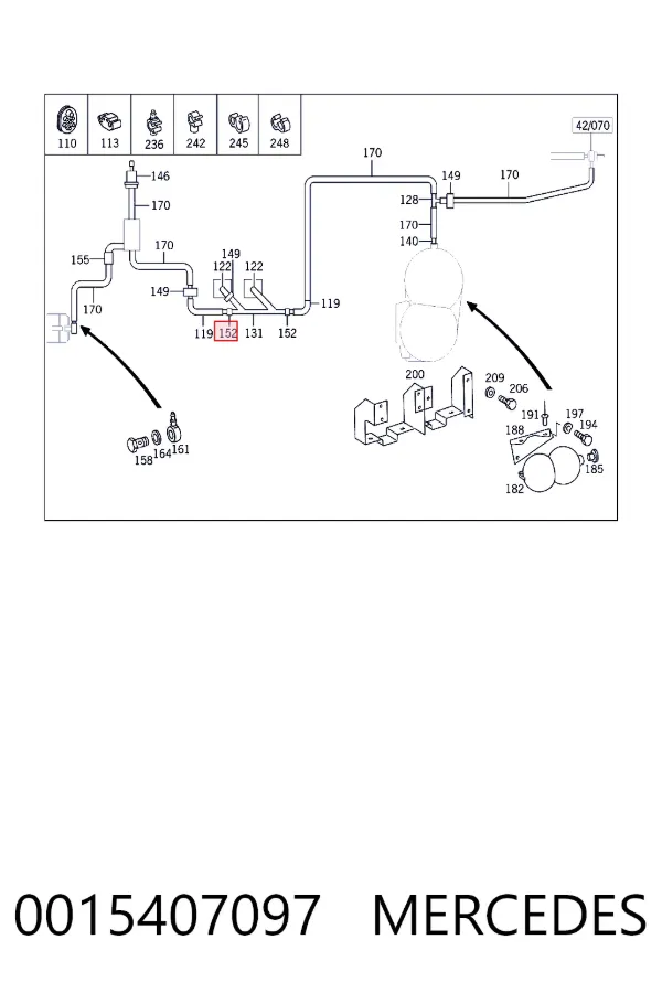 Válvula solenoide de control de presión de sobrealimentación 0015407097 Mercedes